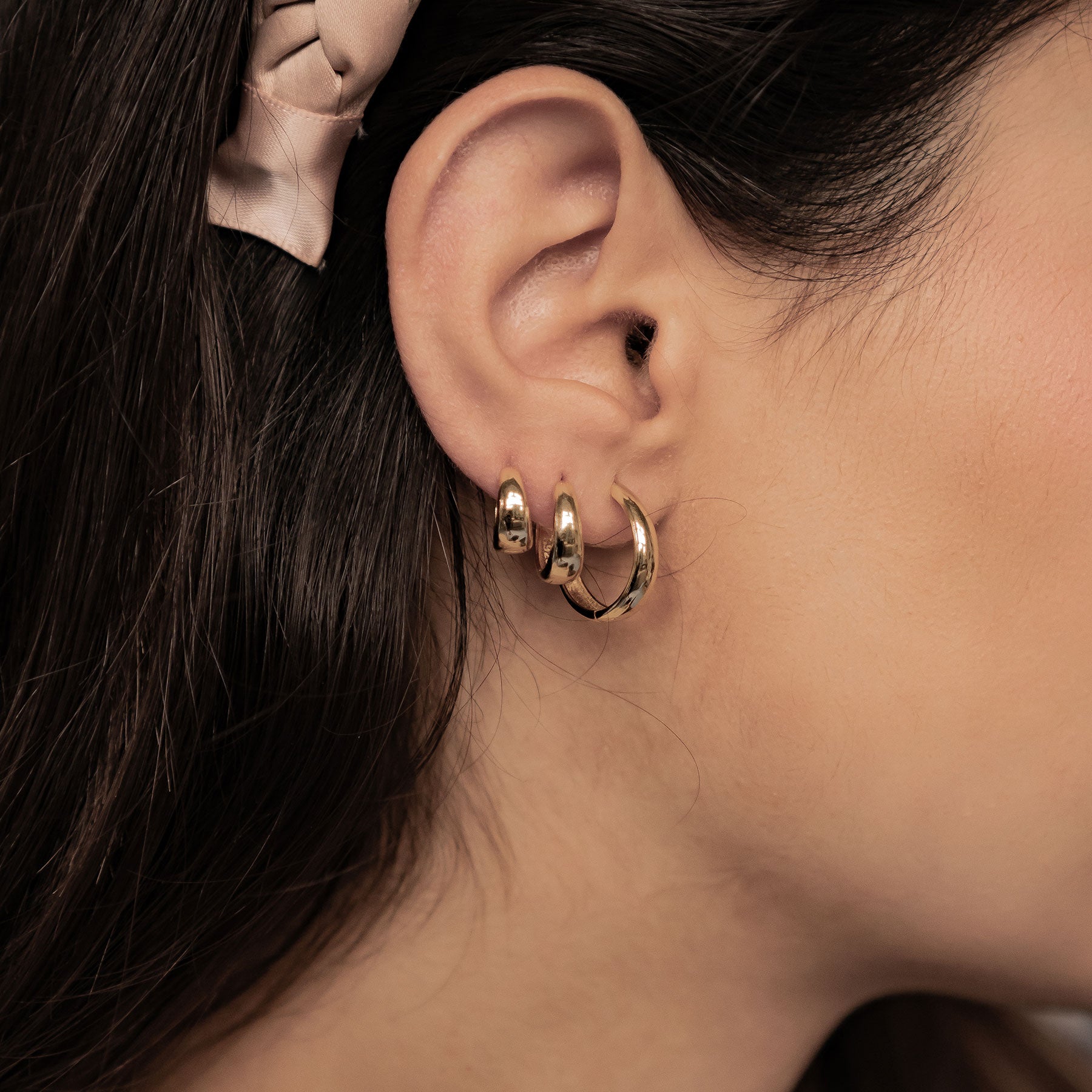 Dome Trio Hoop Earring Set Sterling Silver